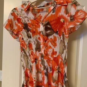 Blouse red/orange flowers